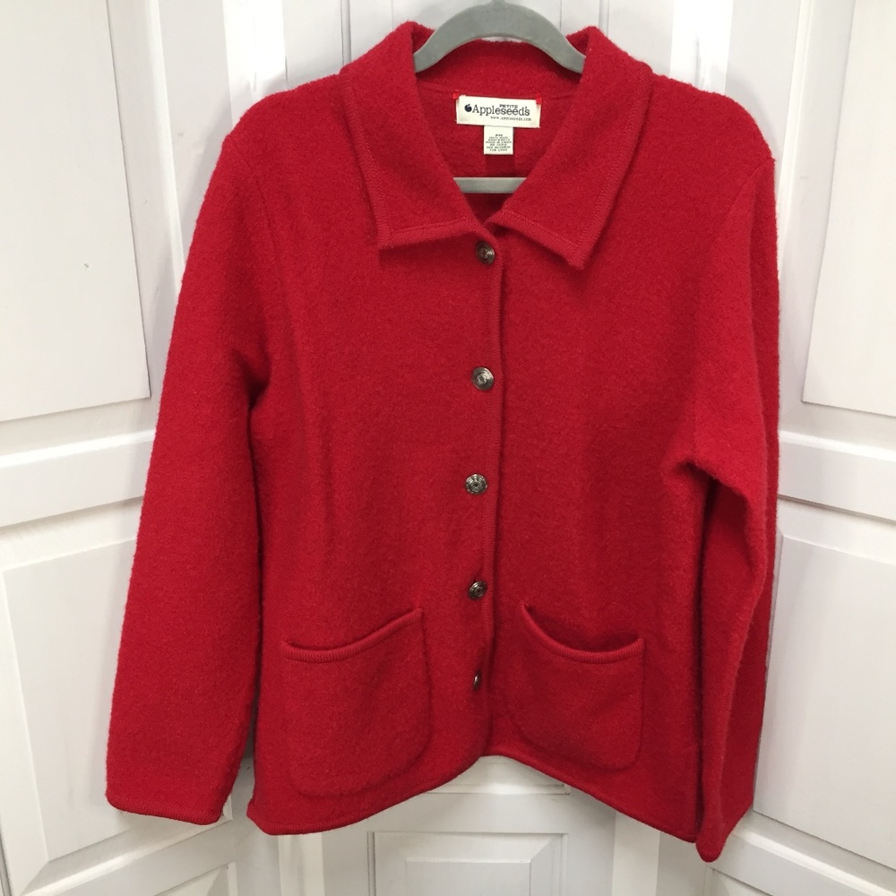 Appleseed's Red Wool Button Down Jacket - image 1